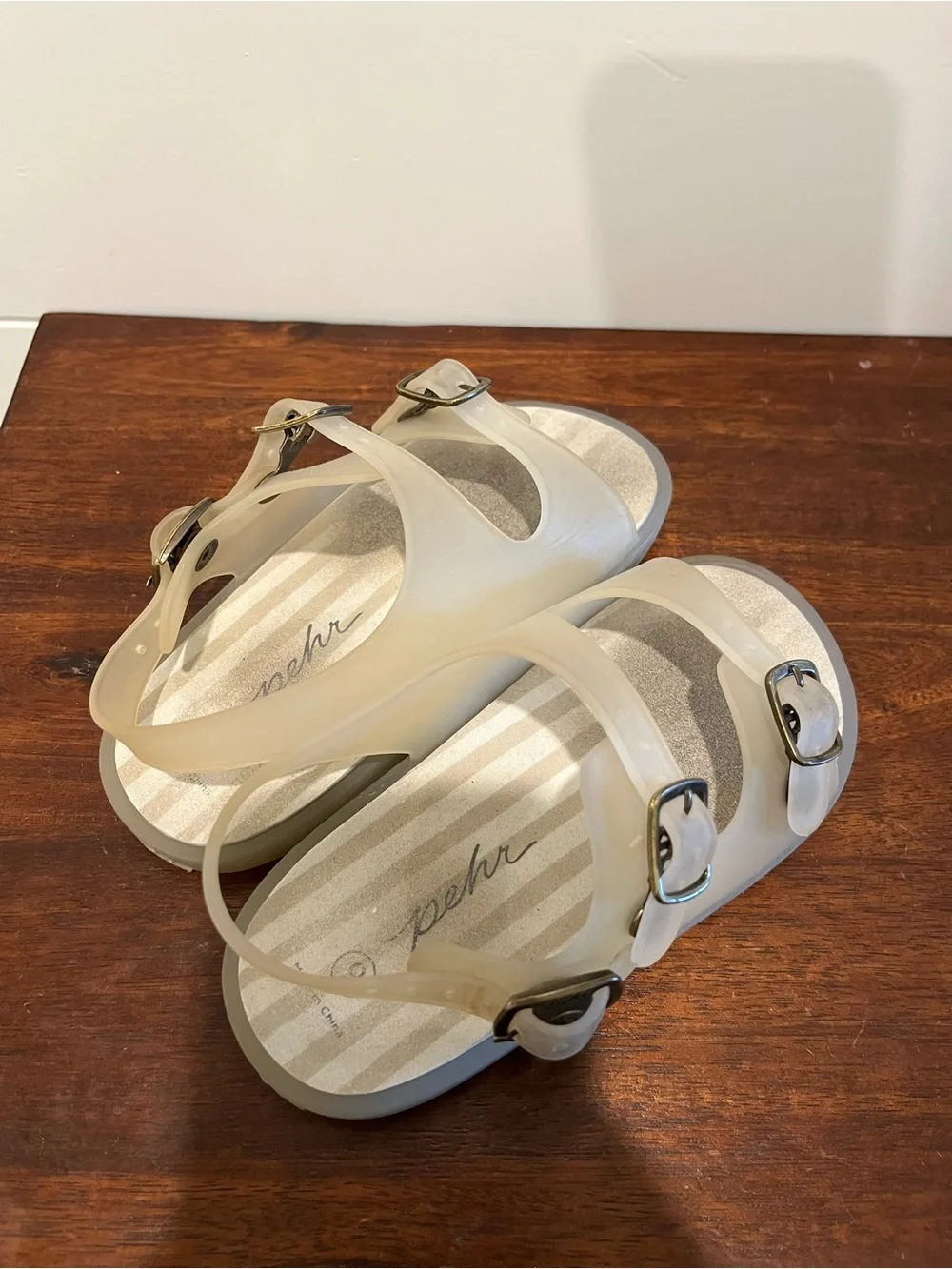 Pehr Kids Splash Sandal Translucent Clear Double Buckle - Size 9